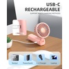 image:imageFrSara Mini Handheld Fan Rechargeable Small Folding Fan Upgraded Wind Power 3Speed 2000mAh Long Battery Life Power Bank Quiet Portable Suitable for Outdoor Travel Pink