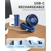 image:imageFrSara Portable Handheld Fan Rechargeable Small Mini Folding Desk Fan Upgraded Wind Power 3Speed 2000mAh Long Battery Life Quiet Portable Suitable for Outdoor Travel Blue