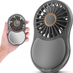 image:imageFrSara Portable Handheld Fan 3Speed Mini Pocket Lash Fan with Makeup Mirror amp LED USBC 2000mAH Rechargeable Personal Cooler with stand for Home Office Outdoor Ideal for Women Black