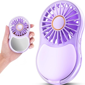 image:imageFrSara Portable Handheld Fan 3Speed Mini Pocket Lash Fan with Makeup Mirror amp LED USBC 2000mAH Rechargeable Personal Cooler with stand for Home Office Outdoor Ideal for Women Purple