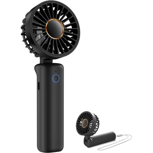 image:imageFrSara Portable Handheld Fan Rechargeable Small Mini Folding Desk Fan Upgraded Wind Power 3Speed 2000mAh Long Battery Life Quiet Portable Suitable for Outdoor Travel Black