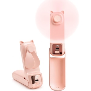 image:imageFrSara Portable Handheld Fan Small Rechargeable Personal Mini Fan Summer Travel Essentials with 3Speed 2000mAh Great for Outdoor Makeup Ideal Gift for Girls Ladies Teens Birthday BeigePink